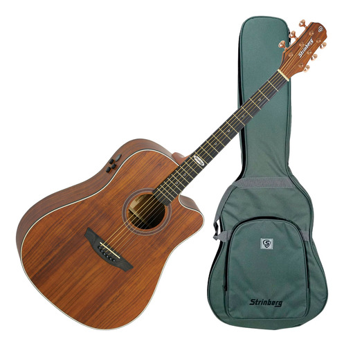 Violão Elétrico Strinberg Sd300c Folk Koa Satin Com Bag