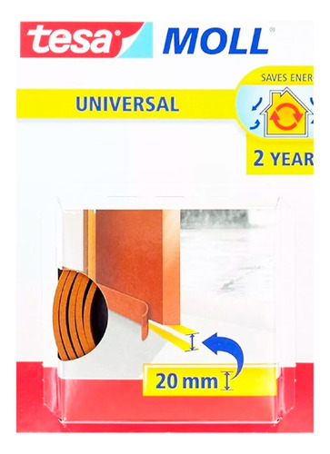 Zócalo Burlete Adhesivo Puerta Tesa Moll 38mm X 1m Color Marrón Tesa Moll Universal