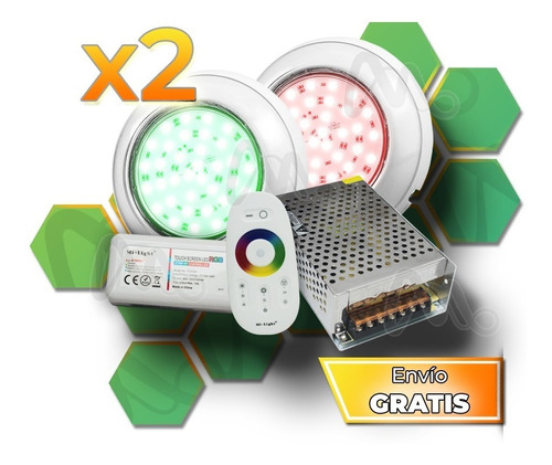 Kit Completo 2 Luces Rgb Para Piletas Piscinas Multiled Smd