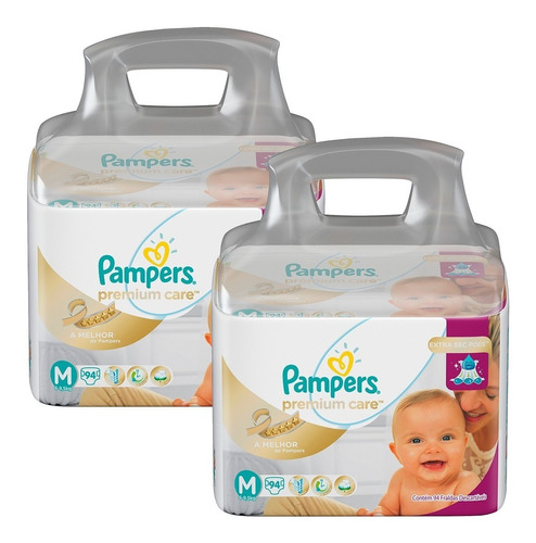 Kit Fralda Pampers Premium Care Top 188 Unidades