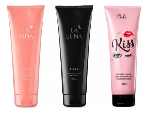 Kit 3 Creme Corporal La Vida / La Luna / Kiss - Ciclo Floral