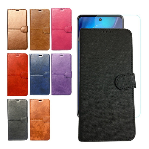 Protector Flip Estuche Agenda Redmi 9a Funda Tapa + Vidrio 