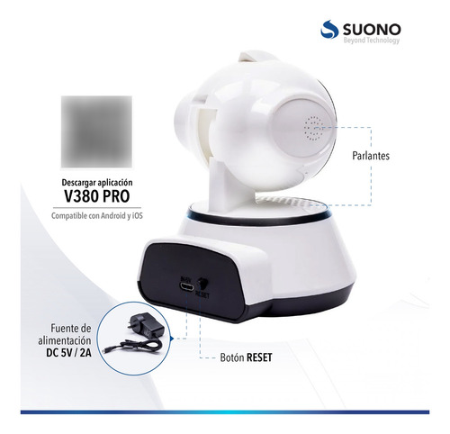Camara Seguridad Ip Suono Ojo de Pez Wifi Inalambrica Motorizad P2p Hd 360° Panoramica Movimiento Desde El Celular Color Blanco