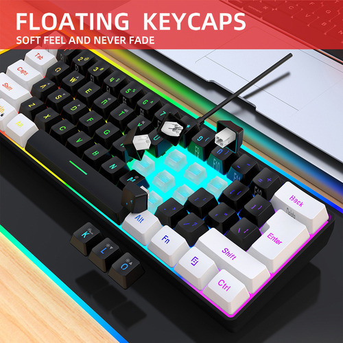 Teclado Para Jogos Com Fio Pequeno Rgb