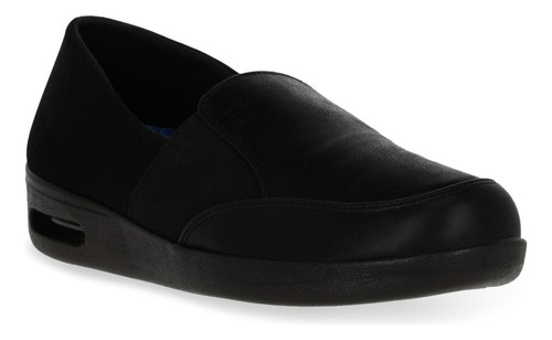 Zapato Dama Piso Negro Elástico Ajuste Slip On 423-50