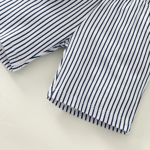 Conjunto Casual Traje Elegante De Verano Para Bebé Con Moño Azul Marino 3-6 Meses