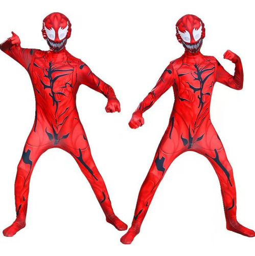 Rojo Venom Spiderman Superhero Halloween Fiesta Mono Cosplay Disfraz Para Niños Y Adultos A
