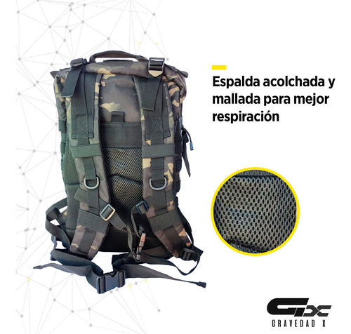 Mochila Táctica Camping Trekking Mochilero 45 L. Gravedad X