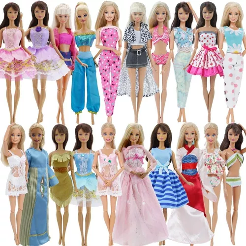 Kit Lote Com 3 Conjuntos De Roupas Para Bonecas Barbie