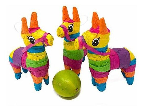 3 Piñatas Paquete Mini Burro - Piñatas Mexicanos Para Cinco 