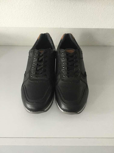 Tenis Casual De Piel Para Caballero. 2062 Atanado Negro