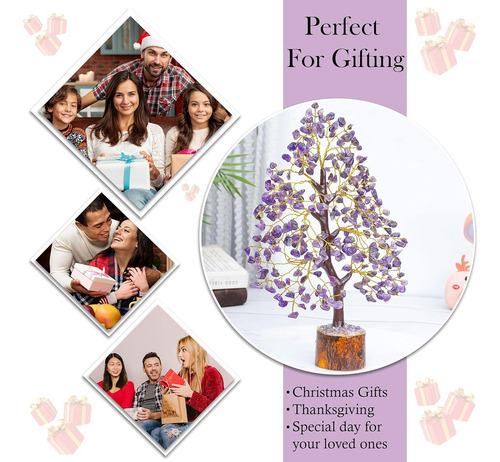 Figura Con Estilo Arbol De Vida De Cristal Estilo Amatista Bg Amethyst (golden Wire)