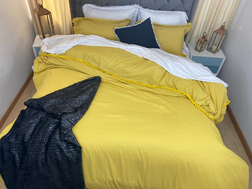 Imagen 3 de 5 de Funda Para Plumón Tipo Duvet Queen Con Borlas Amarillo