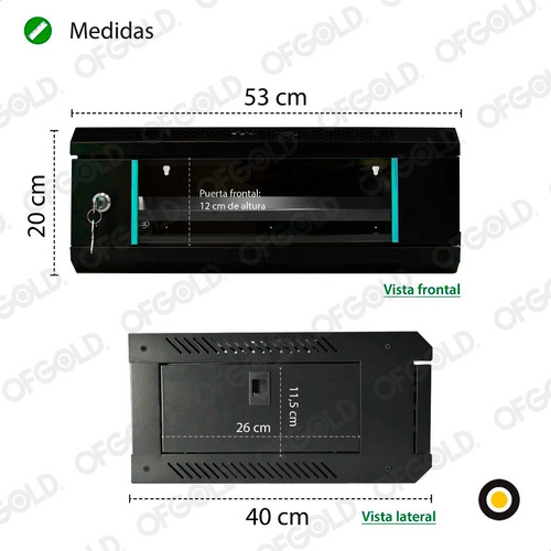 Imagen 3 de 10 de Rack Mural 4unidades Puerta Cristal Negro Dvr/xvr/nvr/switch