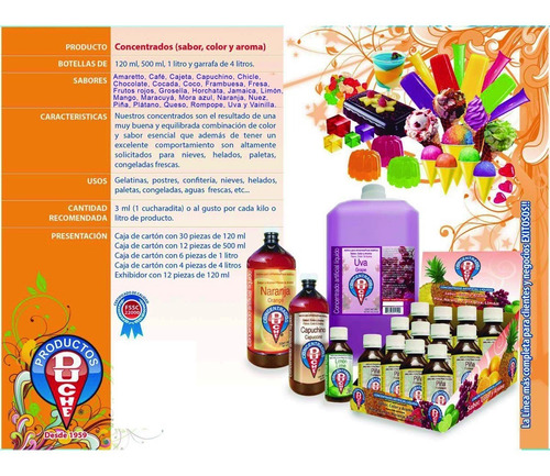 Imagen 3 de 3 de Concentrados Duché (sabor, Aroma Y Color) 4 Litros