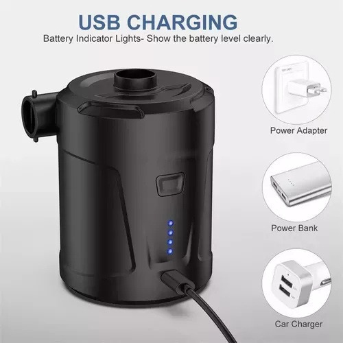 Bomba De Ar Portátil Recarregável Usb Com Inflador Elétrico