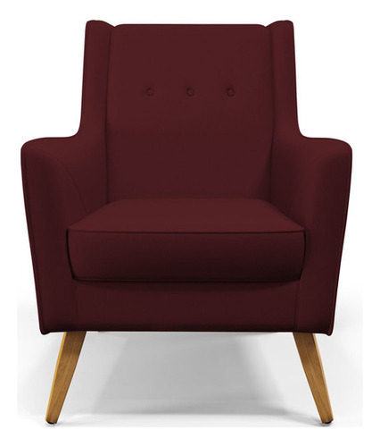 Poltrona Decorativa com Pés de Madeira Taroba D02 Veludo Marsala C-278