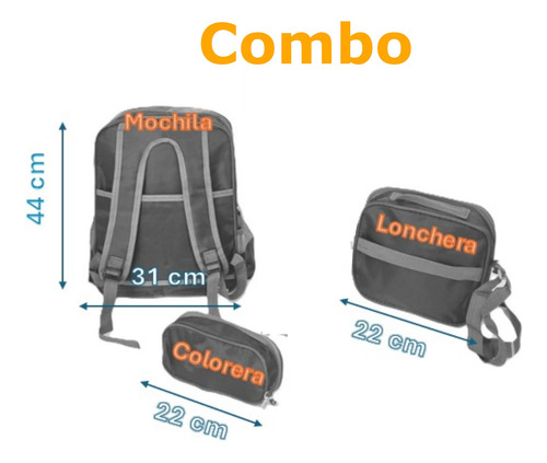 Mochila De Curomy Combo Estampado 3d Para Primaria Incluye Colorera Y Lonchera Hello Kitti Kuromy