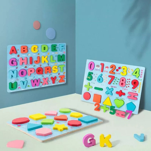 Tablero Rompecabezas De Números Y Letras Mayúsculas For Niñ