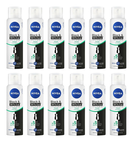 Desodorante Aero Nivea 150ml Fem Inv Black White Fresh-12un