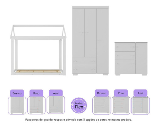 Quarto Infantil com Cama Montessoriana e Colchão Incluso Algodão Doce Multimóveis MX4268 Branco