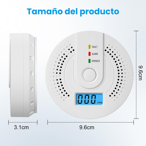 Ruiyue 2pcs Alarma De Detector De Monóxido De Carbono, .