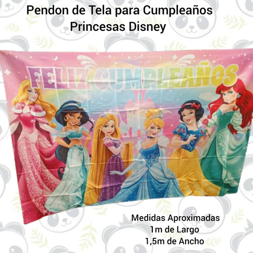 Pendon Pancarta Tela Decorativo  Cumpleaños Princesas Disney