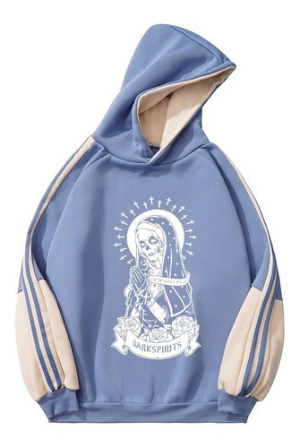 Sudadera Hip Hop Estilo Oversize Cráneo De Hueso Oscuro Logo