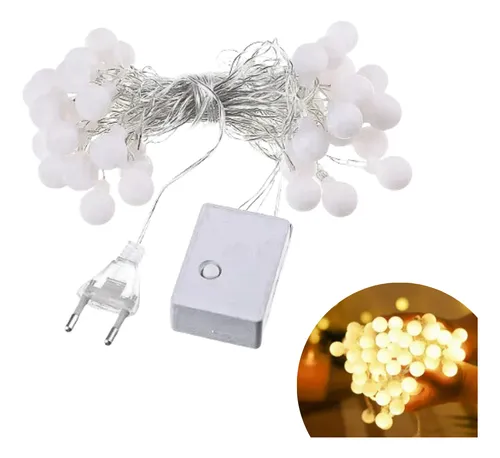 comprar Cordão Pisca Led 40 Bolinhas Branco Quente Bivolt 8 Funções