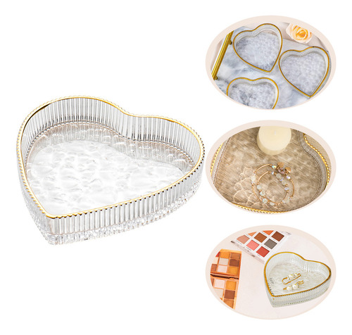 H Plato De Cristal Para Joyas Con Forma De Corazón