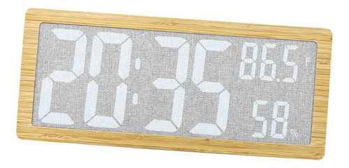 Reloj De Pared Digital Con Marco De Bambú De 14 Pulgadas, Re