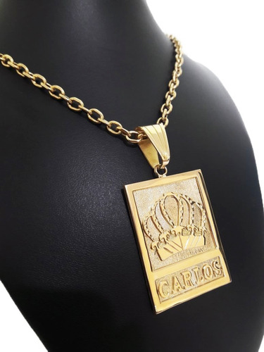 Pingente Placa Nome + Coroa 20 Gramas Ouro 18k 750 Cor Amarelo
