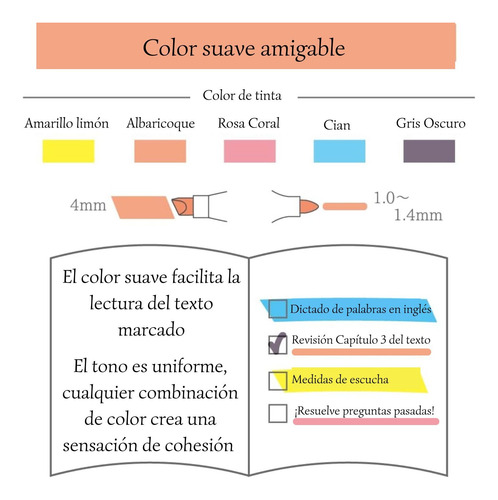 Set De 5 Destacadores Friendly Colors Zebra Midliner