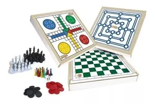 Carlu Brinquedos - Xadrez e Damas Colegial Jogo de Tabuleiro, 4+ Anos, 32  Peças, Multicolorido, 1176