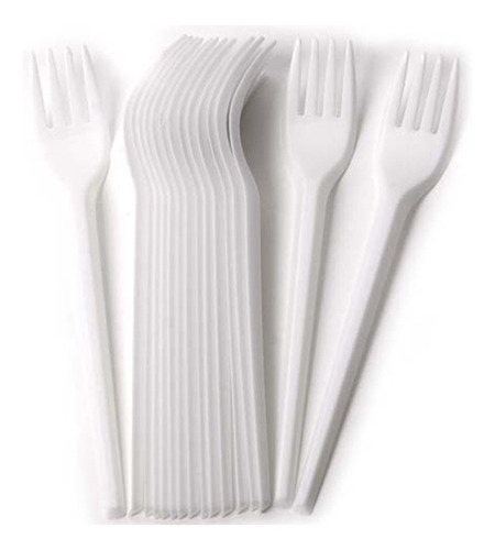 Imagen 2 de 3 de Tenedor Cubiertos Desechables Plástico Blanco Pack 100 Unida