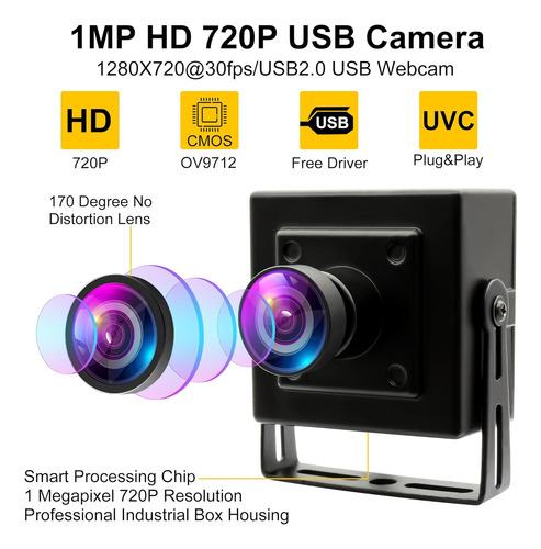 Cámara Usb 170º Lente Ojo De Pez 720p Cmos Ov9712