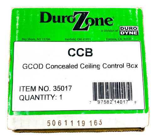 Durozone 35017 Gcod Concealed Ceiling Control Box For Ca Eeh