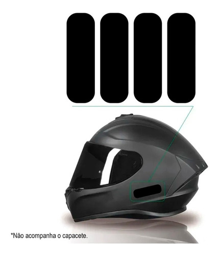 Kit Adesivos Refletivo Capacete Moto Cor Preto Original