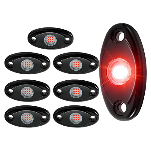 Luces De Roca 8 Pods, Luces Led Rojas Coche, Impermeabl...