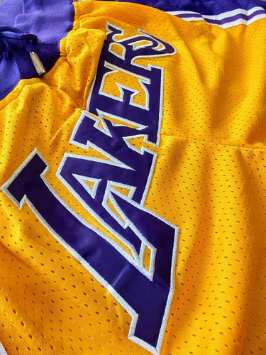Imagen 3 de 10 de Short Bermuda Básquet Nba Retro Lakers Temp 1996/97