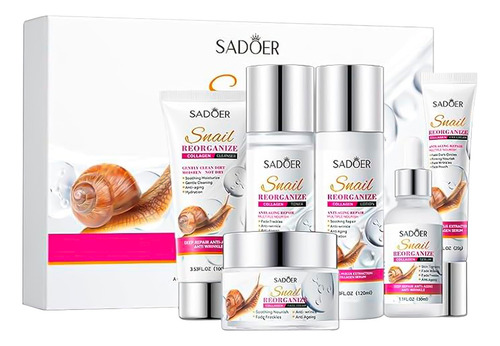 Set 6 Piezas Sadoer Con Extracto De Baba De Caracol Y Colágeno Para Cuidado Facial Snail Collagene Antiedad, Anti Arrugas, Rejuvenece E Hidrata