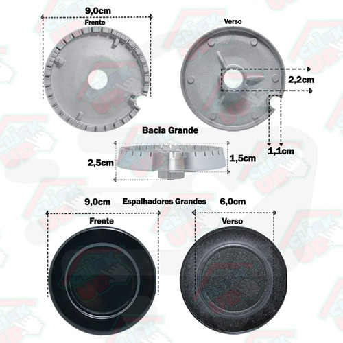Kit 4 Queimadores Fogão Brastemp Eva Erva Doce Clean Bf050