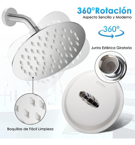 Regadera Ducha 6'' Acero Inoxidable Ahorro De Agua