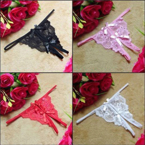 Tanga De Encaje Con Diseño Sexy De Entrepierna Abierta
