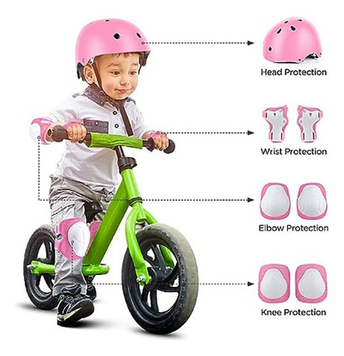 Protección De Patín Kit Para Niños Casco Rodillera Codera