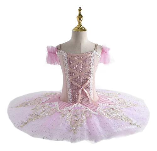 Vestido De Ballet Para Niños Con Tutús Con Flores Y Lentejue