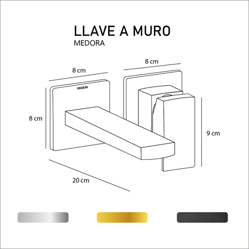 Llave A Muro Para Lavabo Moen Linea Medora Oro Bronce