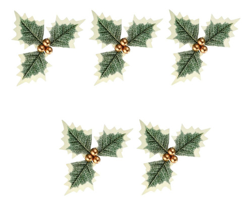 3 X 5 Uds. De Hojas De Bayas Artificiales De Navidad Para