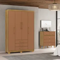 Comprar Roupeiro 4 Portas 3 Gavetas + Cômoda 5 Gavetas