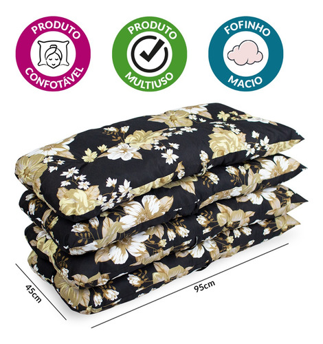 Kit 4 Almofadas Decorativas Assento Sofá Varias Cores Flor Branca Florido